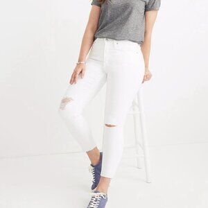 MADEWELL 9' High Rise White Jeans Distressed Knees US 28